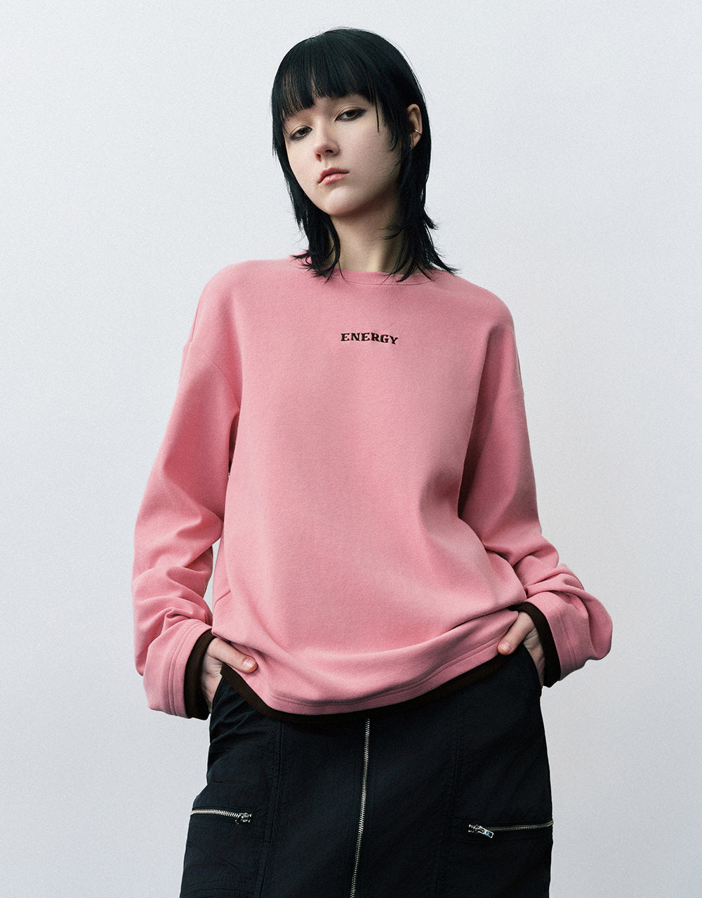 Letter Embossed Crew Neck Loose T-Shirt