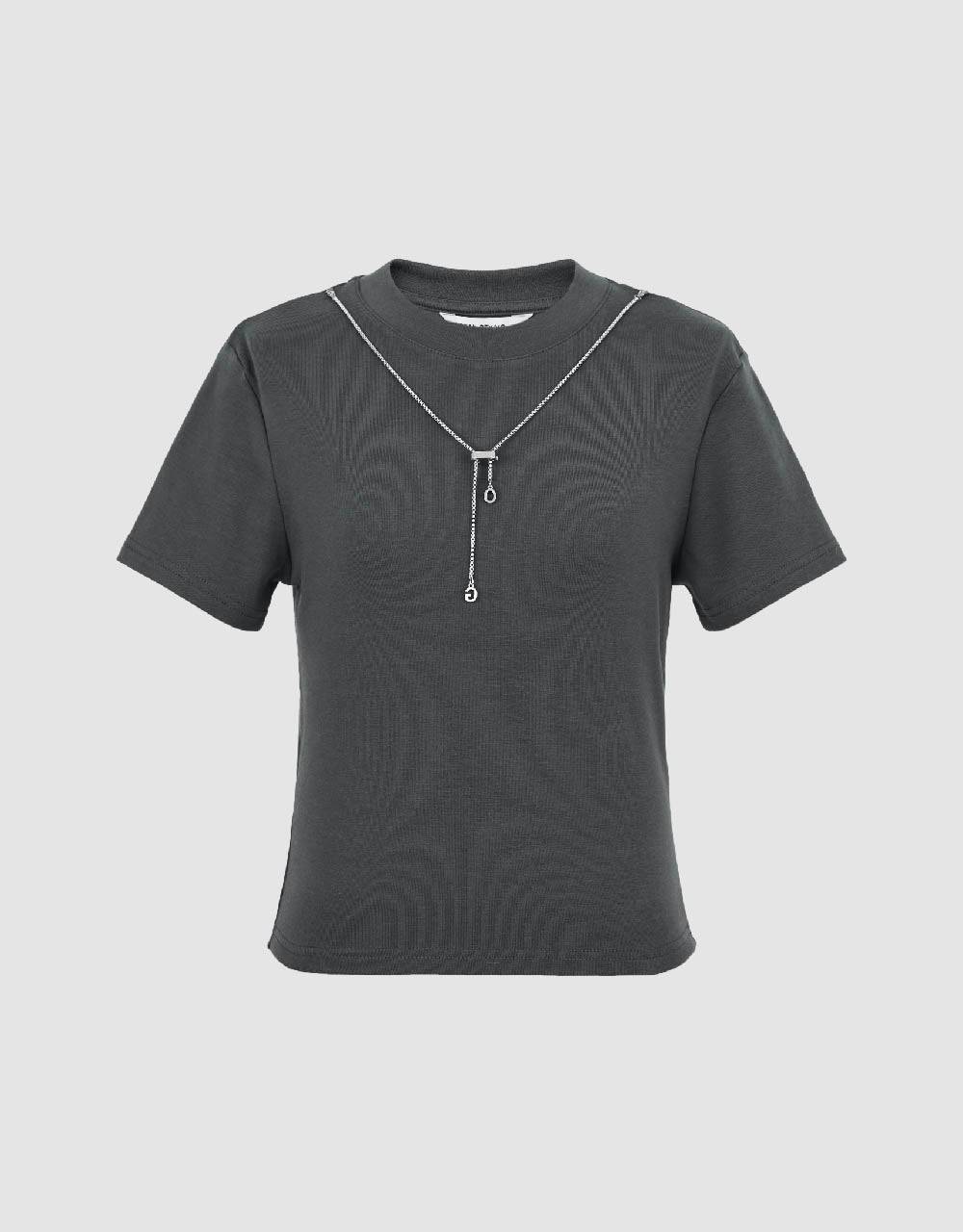 Crew Neck Skinny T-Shirt With Necklace