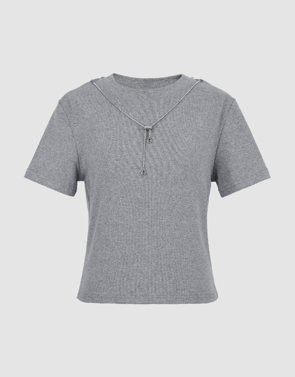 Crew Neck Skinny T-Shirt With Necklace