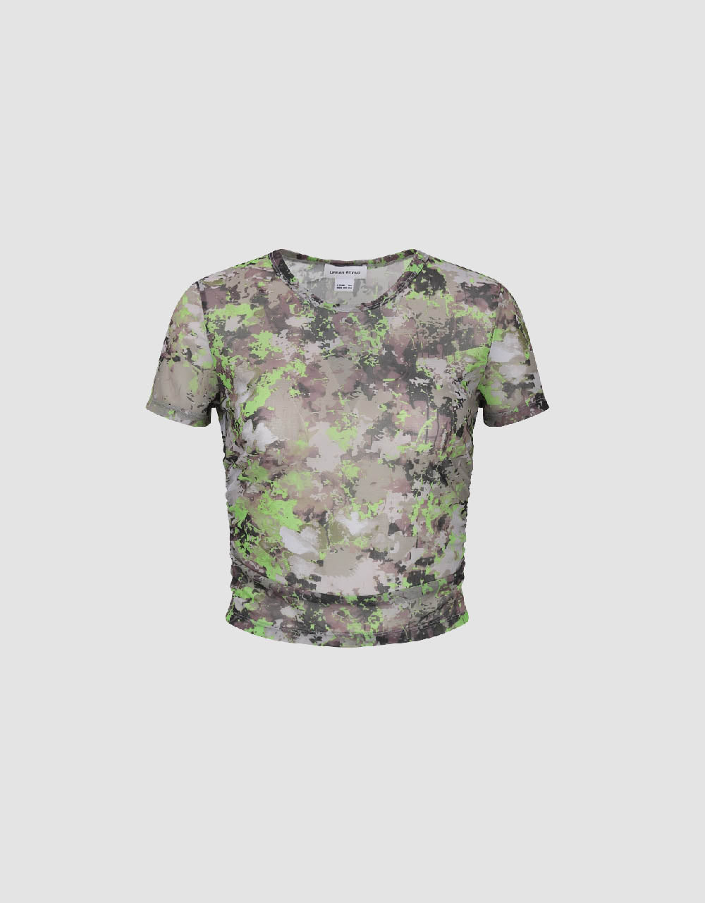 Camouflage Printed Crew Neck Skinny T-Shirt