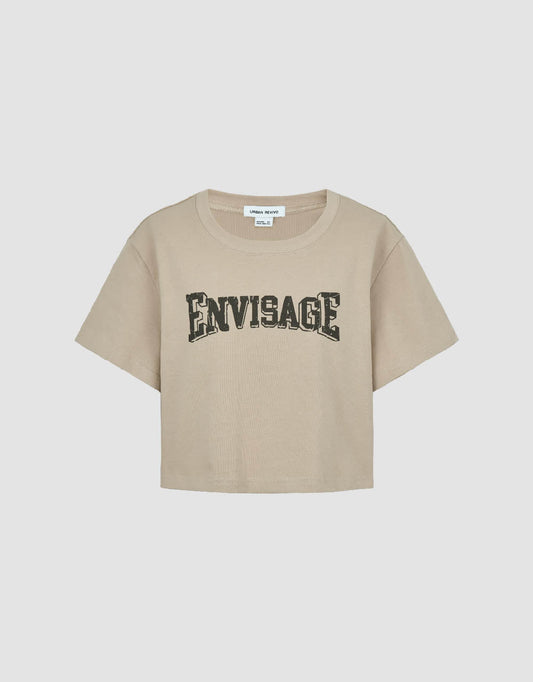 Letter Printed Crew Neck Loose T-Shirt