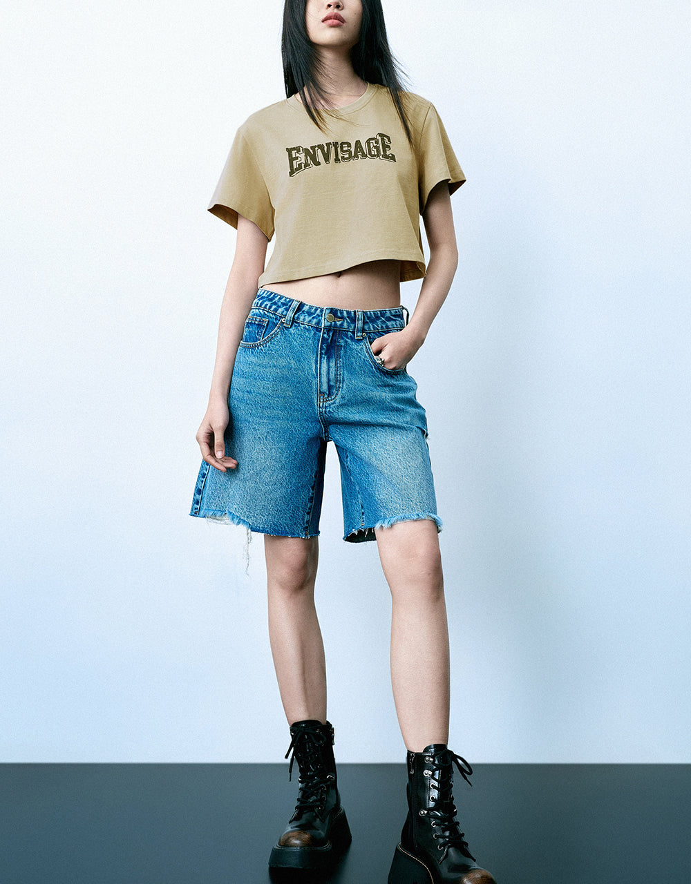 Letter Printed Crew Neck Loose T-Shirt