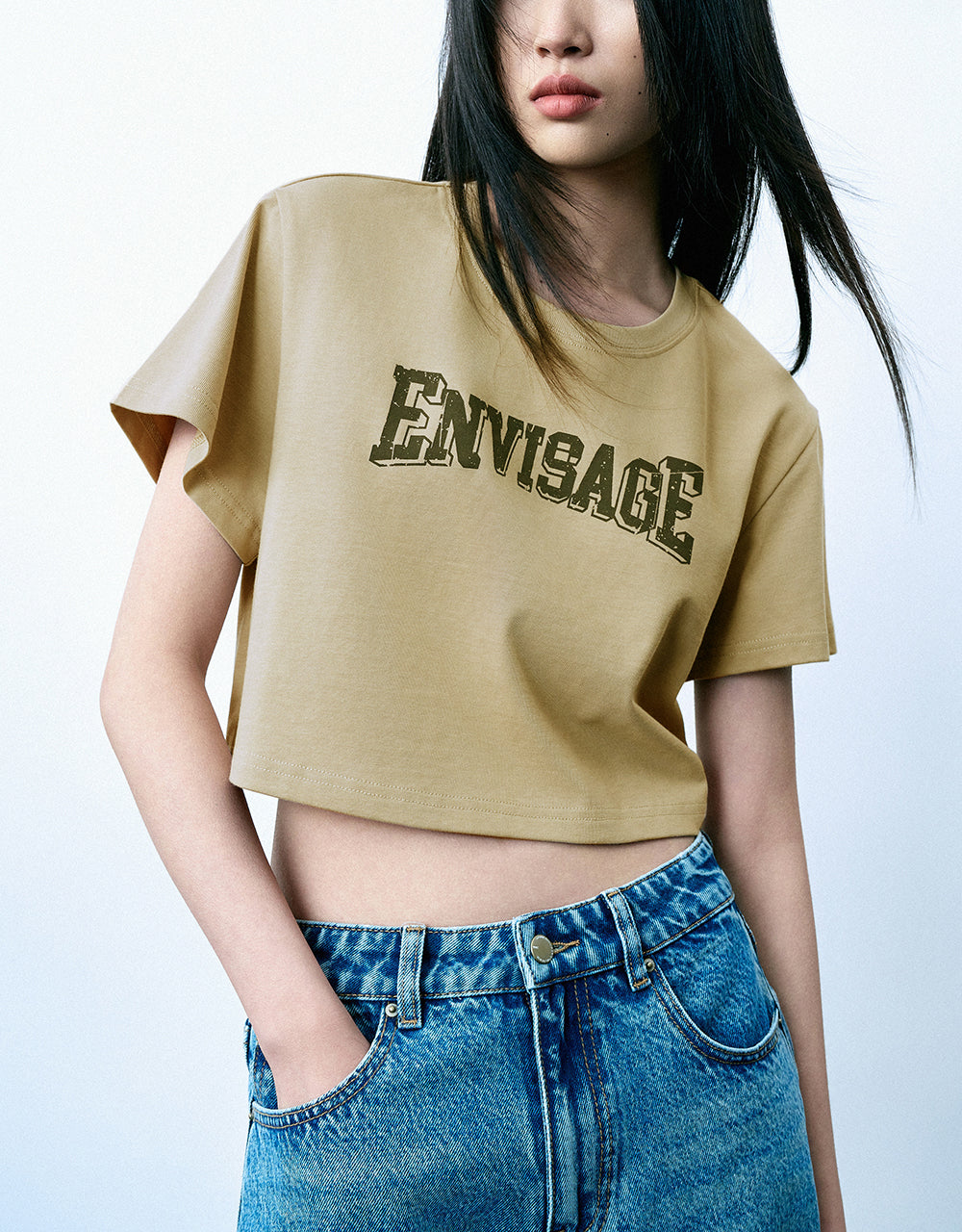 Letter Printed Crew Neck Loose T-Shirt