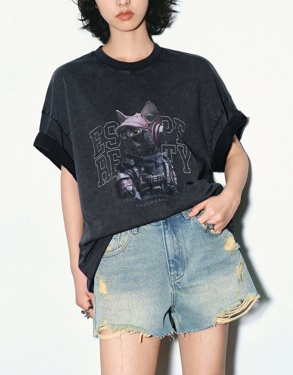 Printed Crew Neck Loose T-Shirt