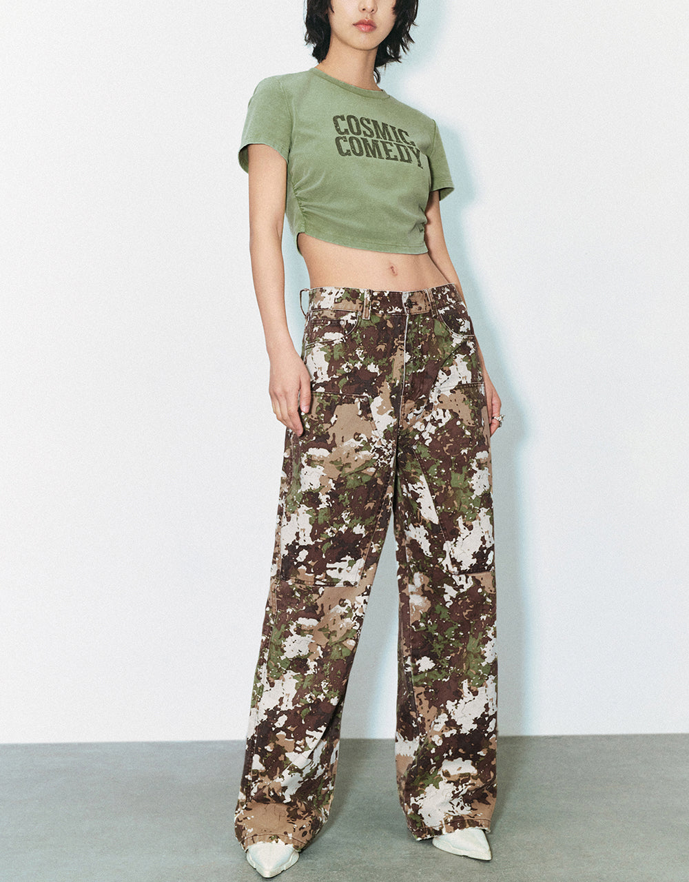 Letter Printed Crew Neck Straight T-Shirt