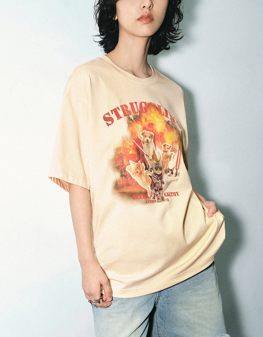 Printed Crew Neck Loose T-Shirt