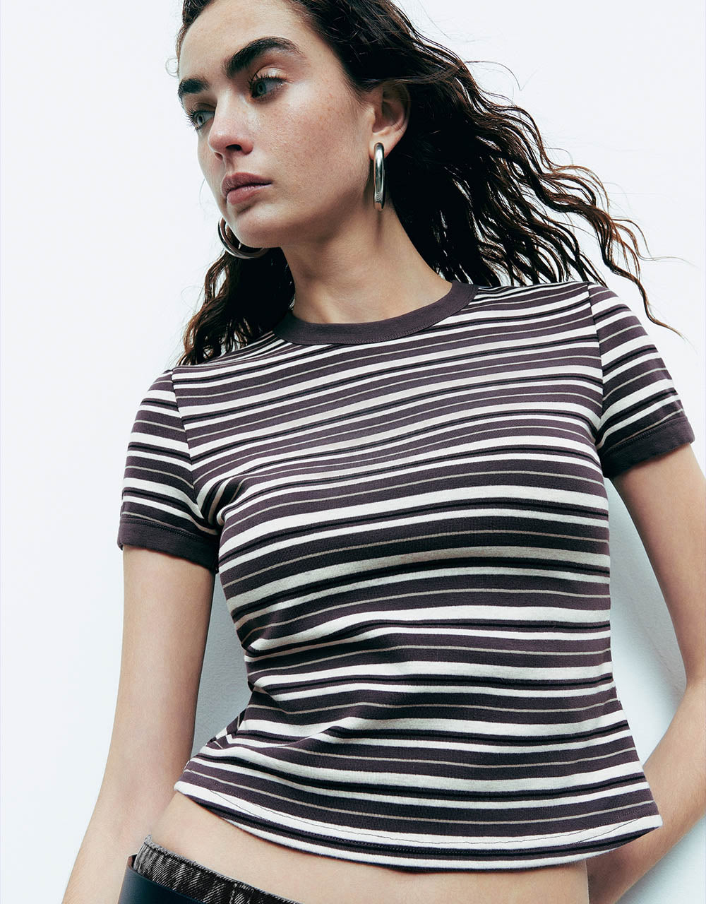 Striped Crew Neck Skinny T-Shirt