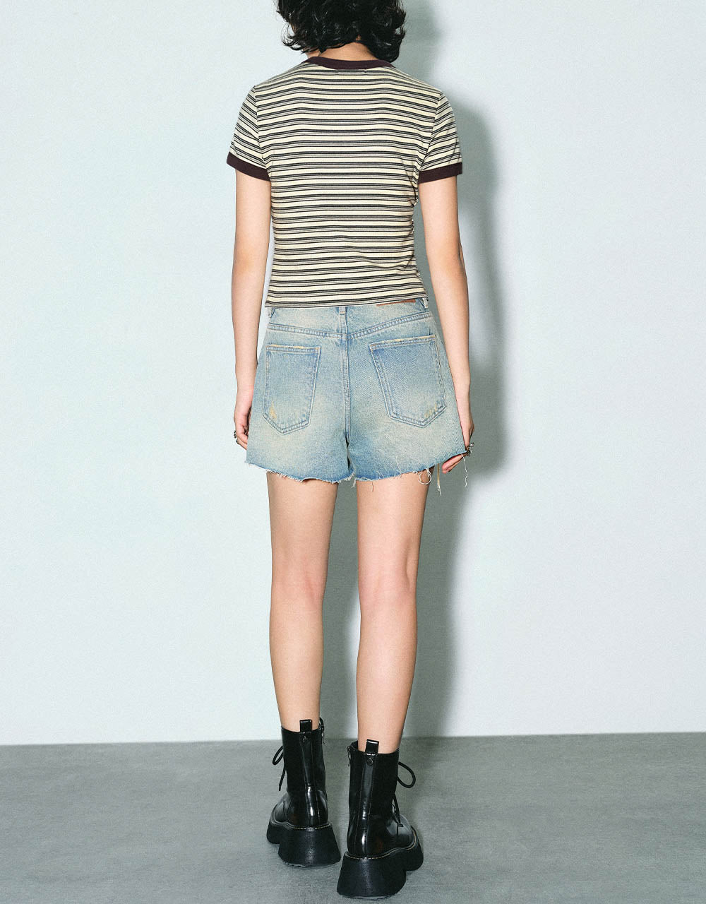 Striped Crew Neck Skinny T-Shirt