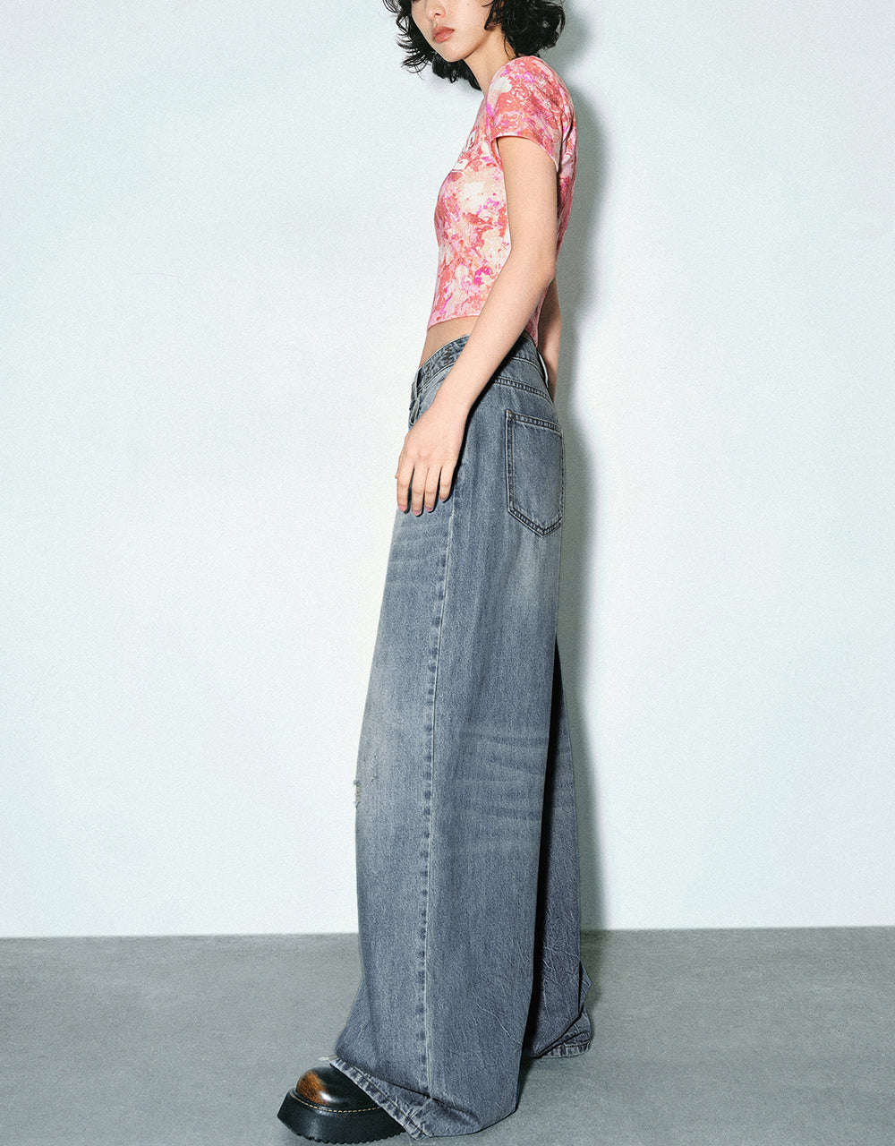 Letter Printed Crew Neck Skinny T-Shirt