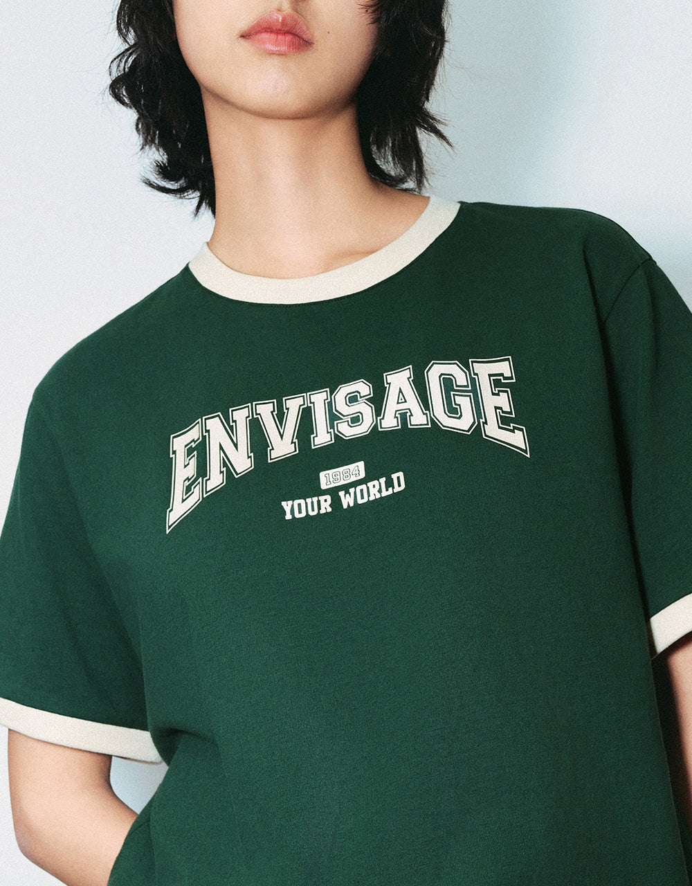 Letter Printed Crew Neck Straight T-Shirt