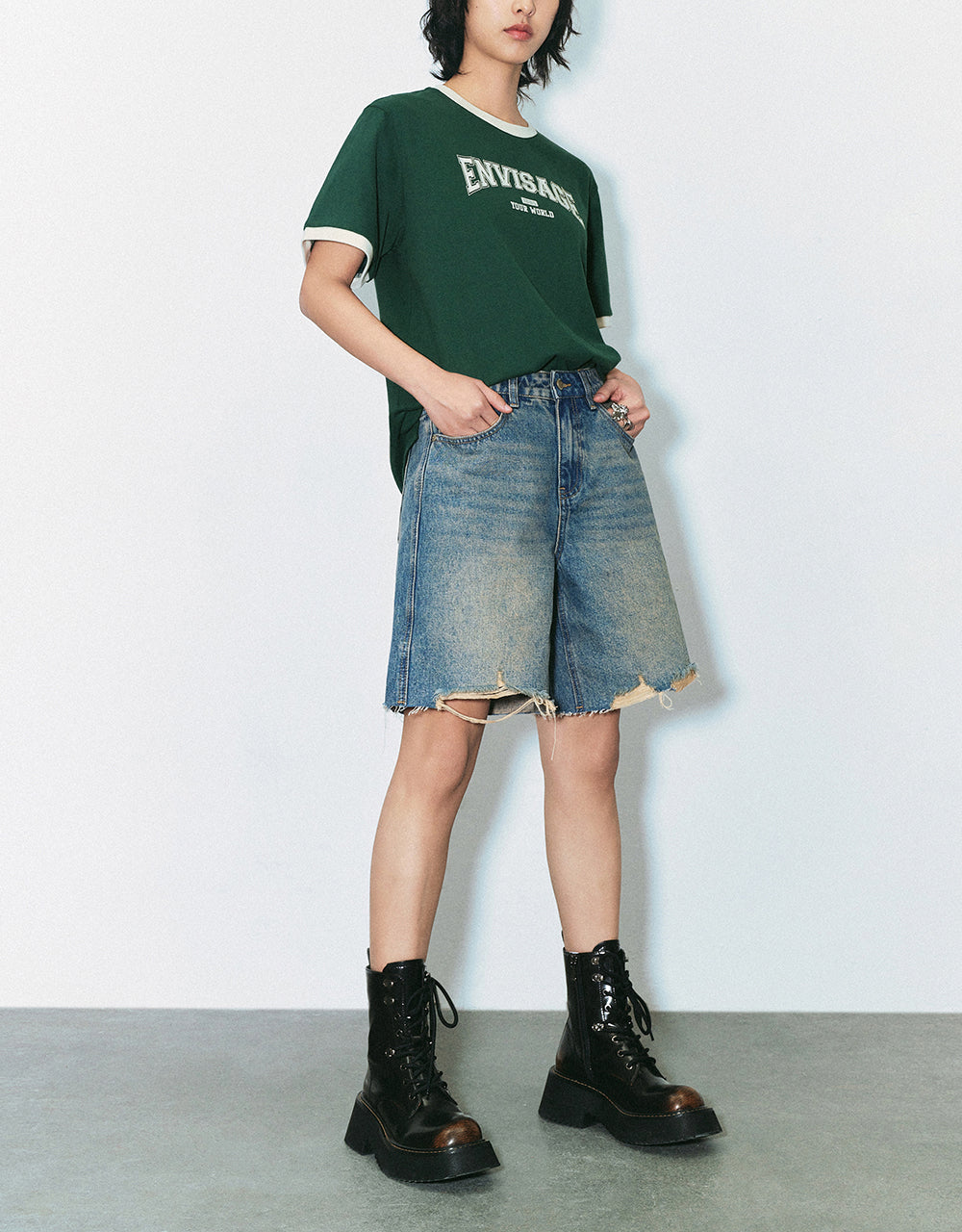 Letter Printed Crew Neck Straight T-Shirt