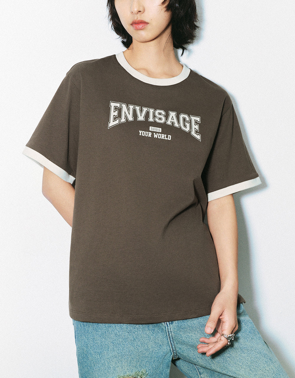 Letter Printed Crew Neck Straight T-Shirt