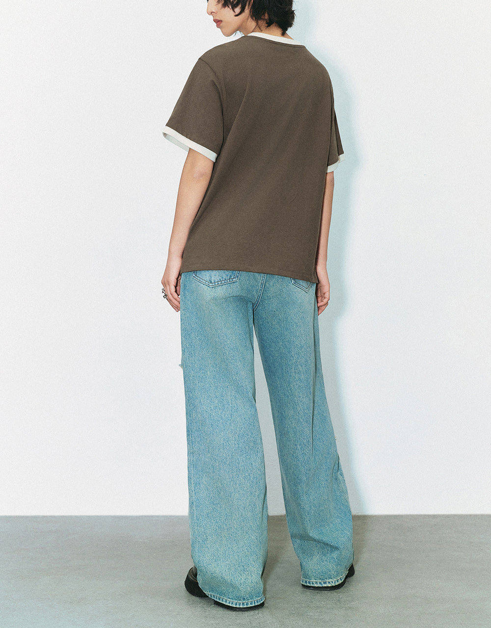 Letter Printed Crew Neck Straight T-Shirt