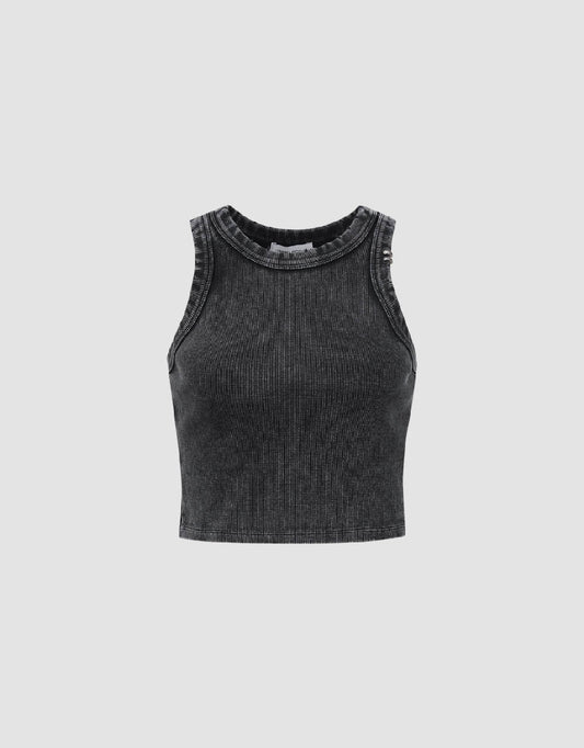 Cropped Crew Neck Tank Top