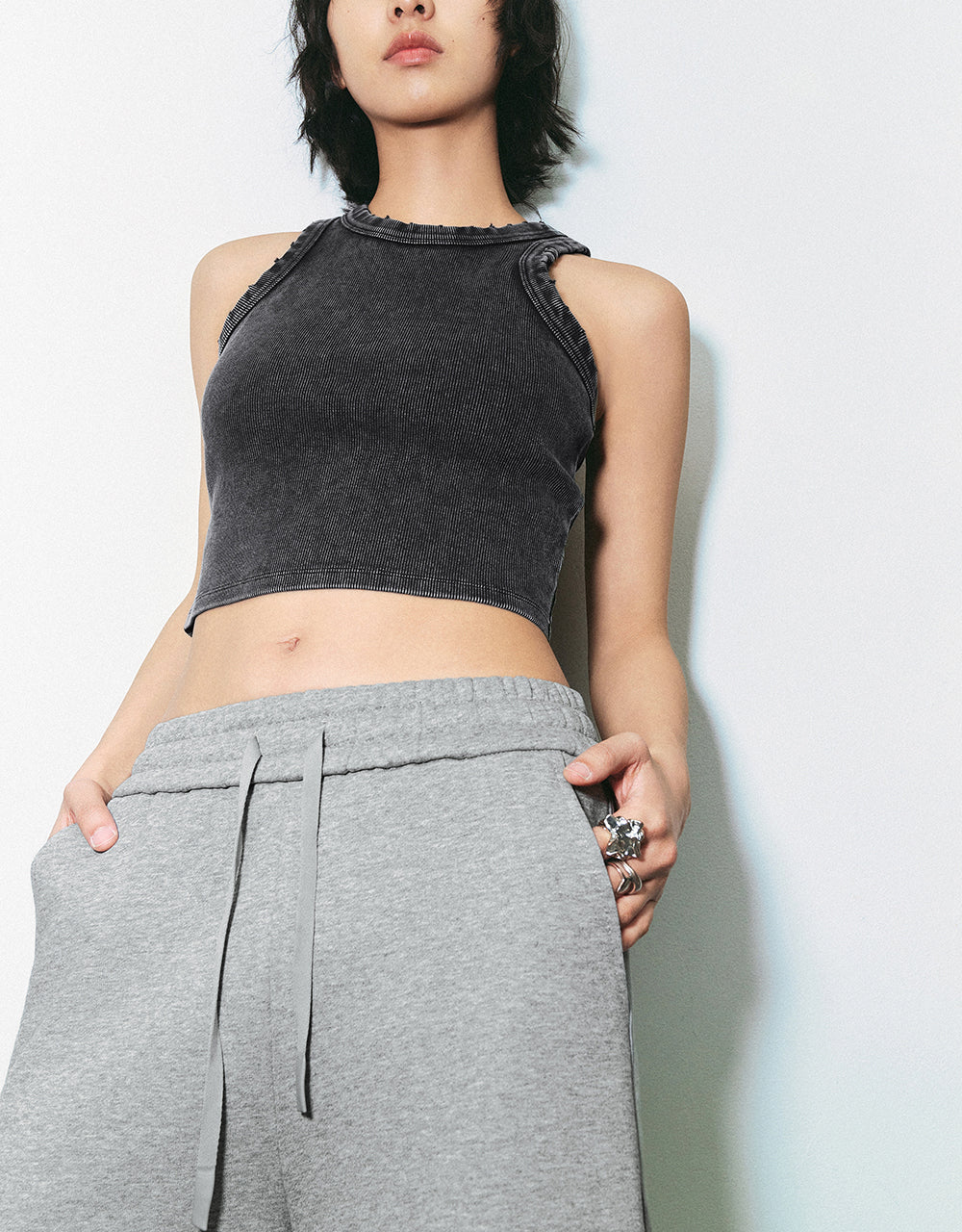 Cropped Crew Neck Tank Top