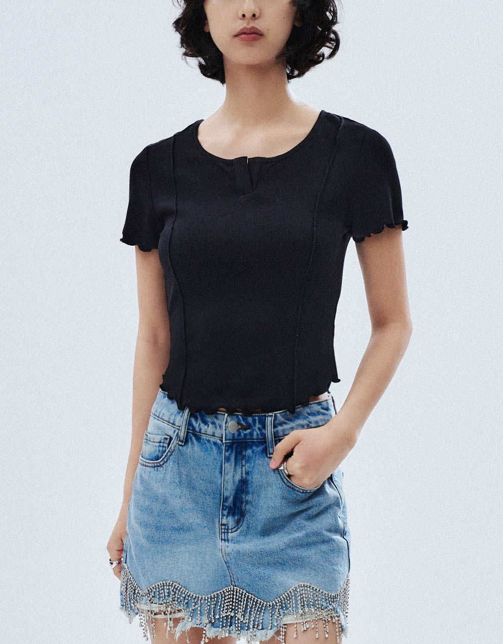 Notch Neck Skinny T-Shirt