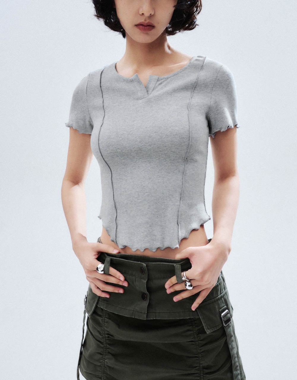 Notch Neck Skinny T-Shirt