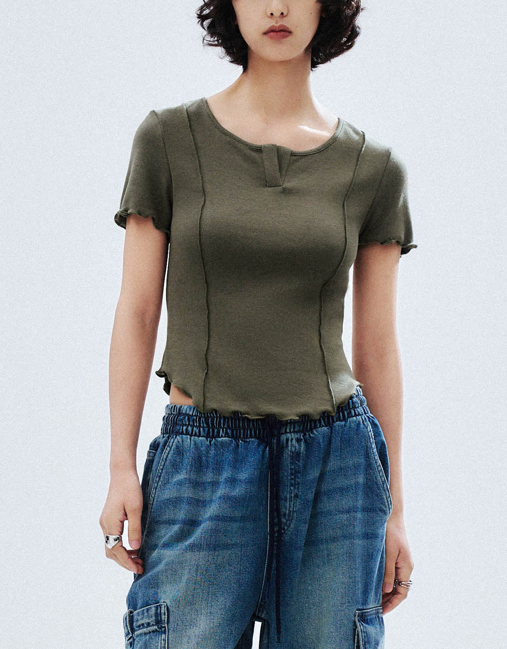 Notch Neck Skinny T-Shirt