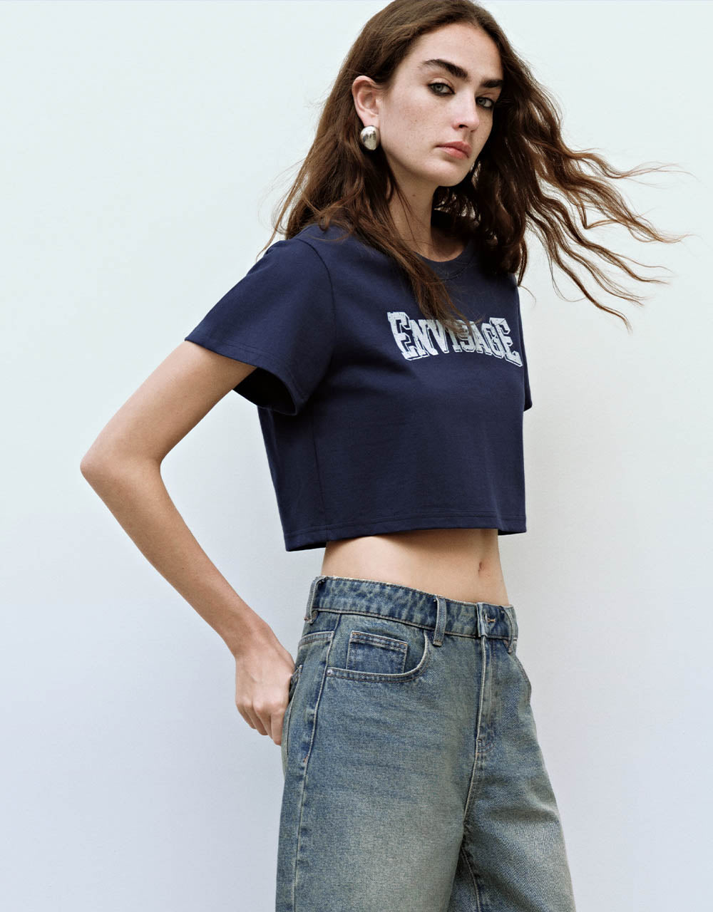 Letter Printed Crew Neck T-Shirt