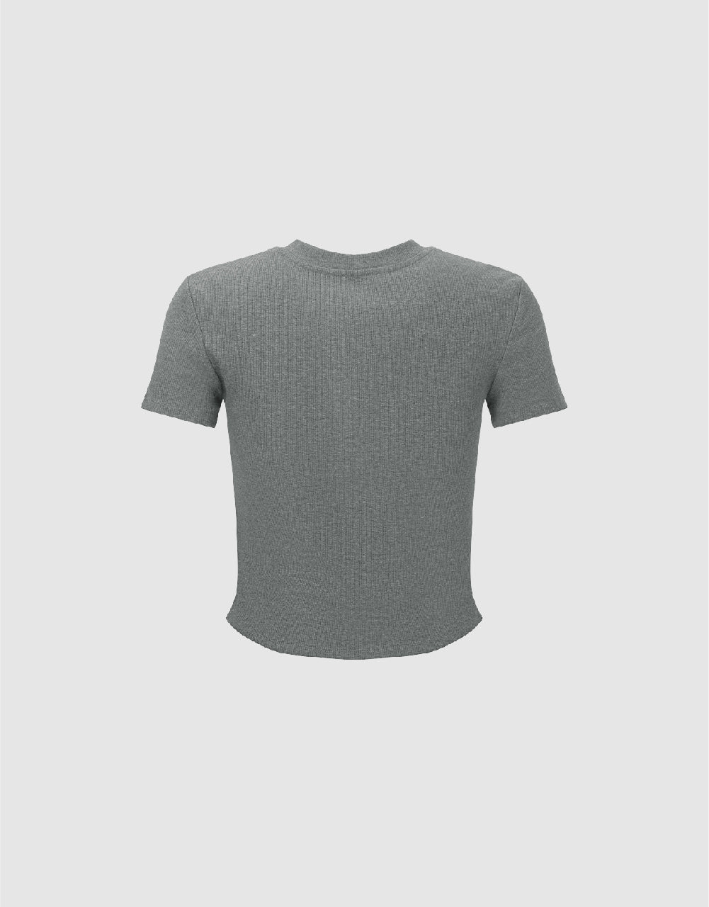 Button Half Placket Crew Neck Skinny T-Shirt