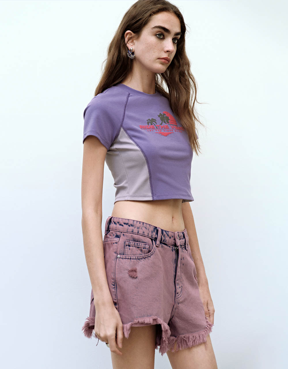 Printed Crew Neck Skinny T-Shirt