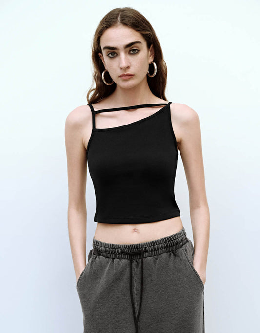 Asymmetric Off-Shoulder Skinny Tank Top