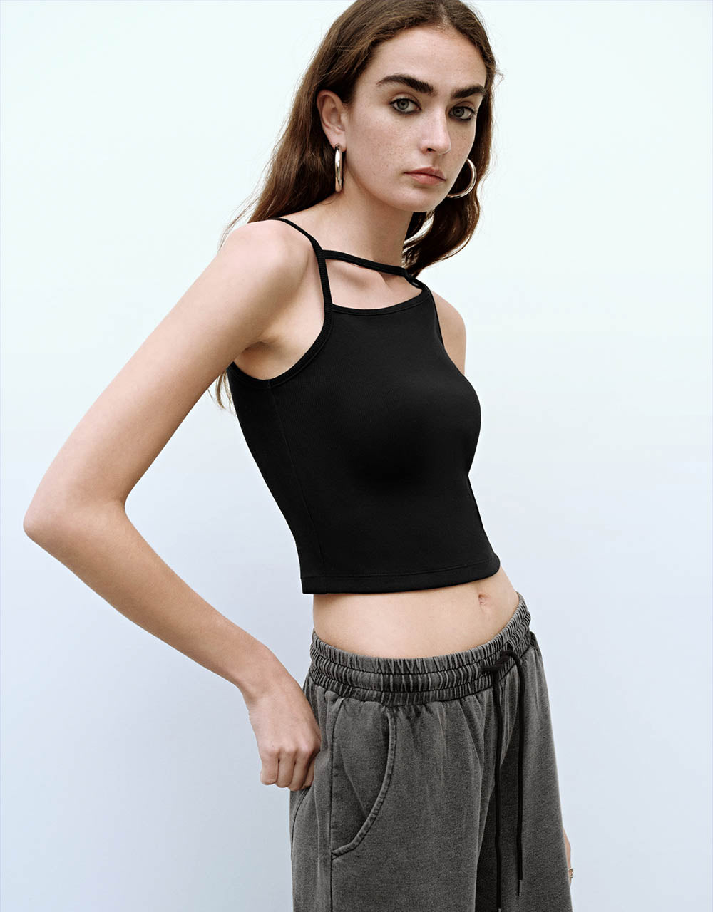 Asymmetric Off-Shoulder Skinny Tank Top