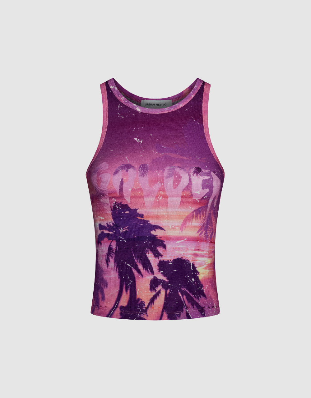 Printed Crew Neck Tank Top