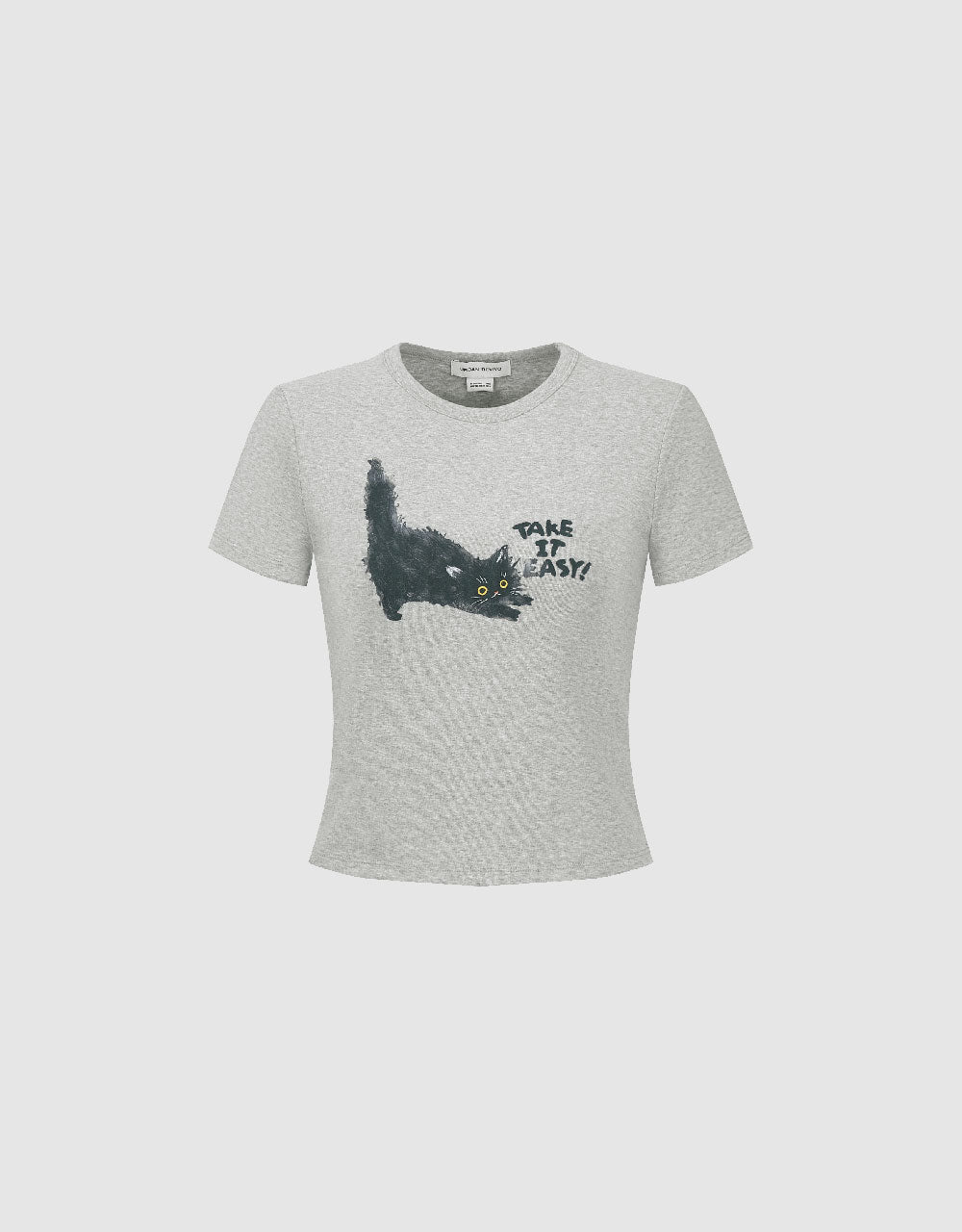 Cat Printed Crew Neck Skinny T-Shirt