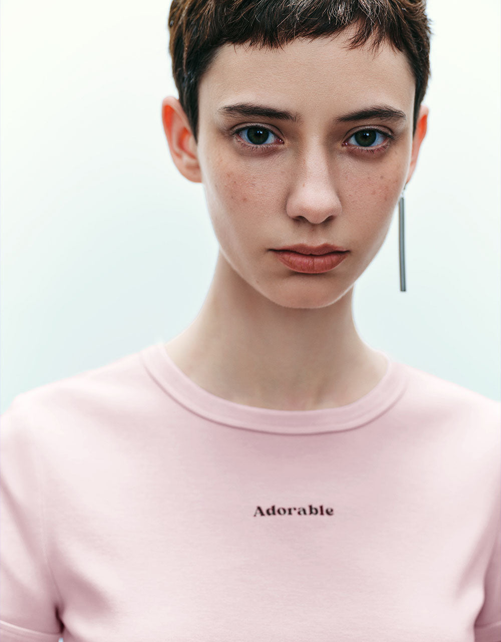 Letter Printed Crew Neck Skinny T-Shirt