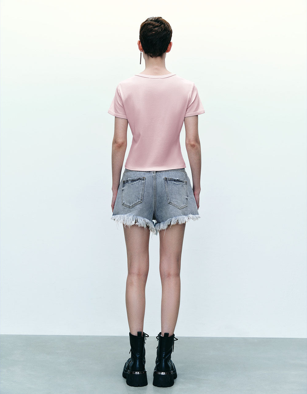 Letter Printed Crew Neck Skinny T-Shirt