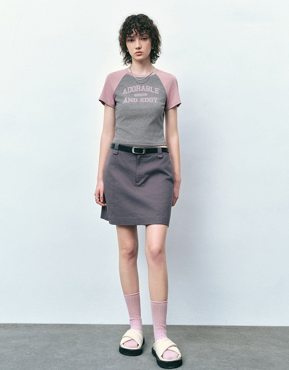 Letter Printed Crew Neck T-Shirt