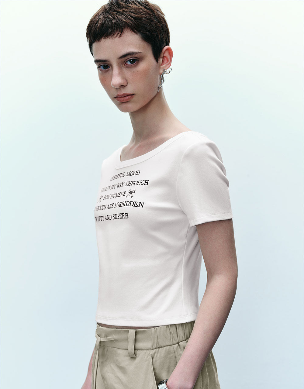 Letter Printed Crew Neck T-Shirt