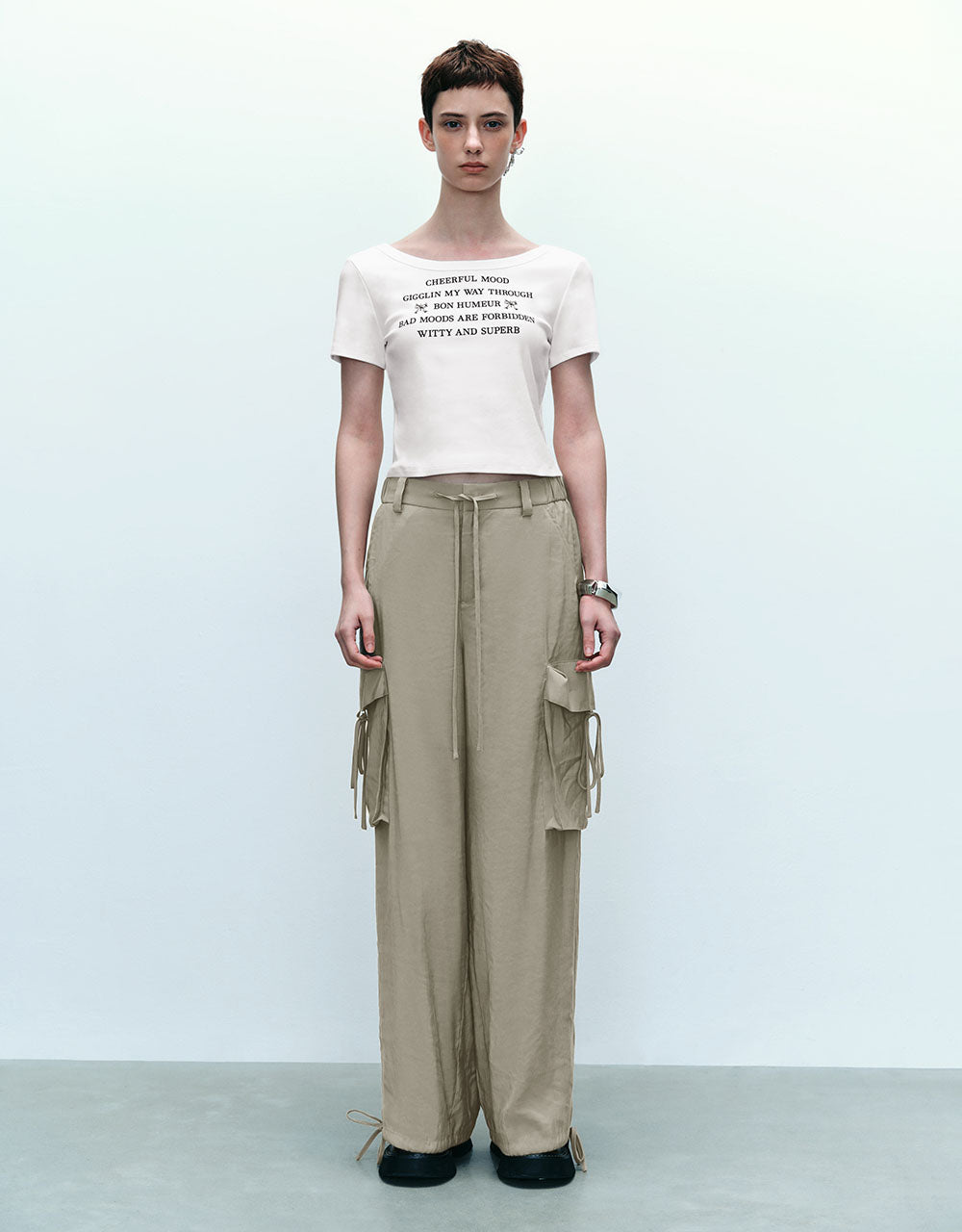 Letter Printed Crew Neck T-Shirt