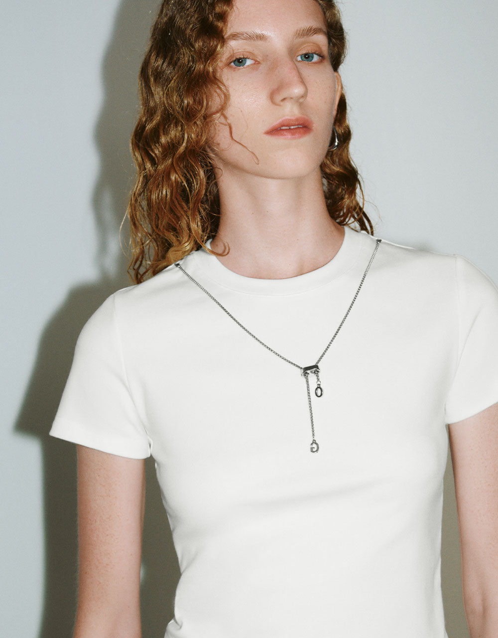 Crew Neck Skinny T-Shirt With Necklace