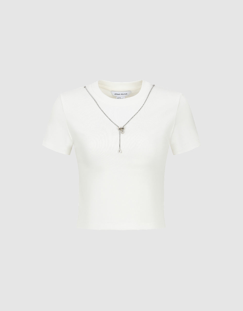 Crew Neck Skinny T-Shirt With Necklace