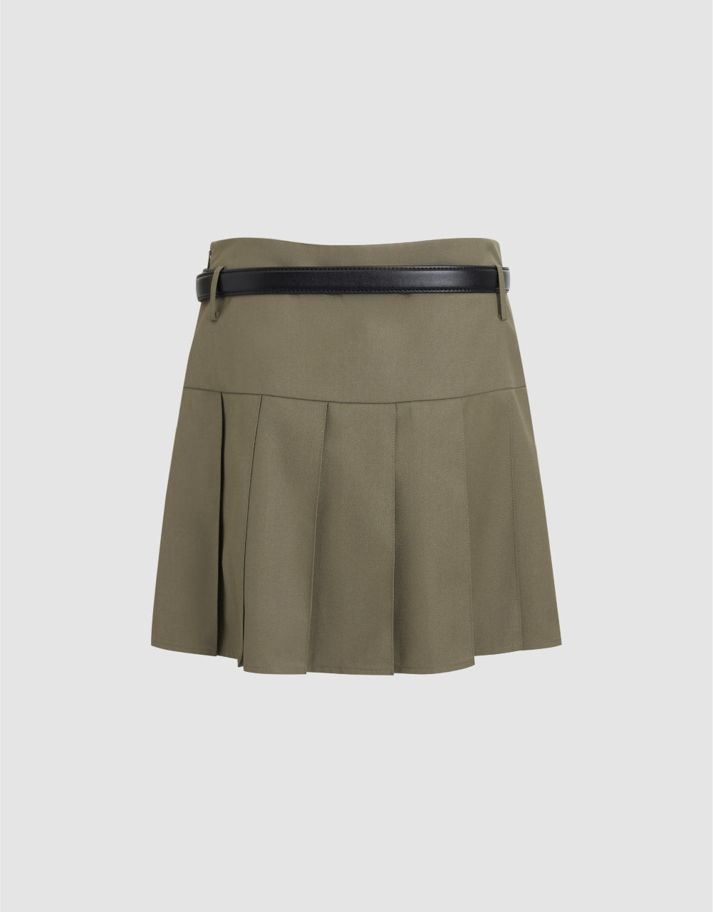 Pleated Mini Skirt With Belt