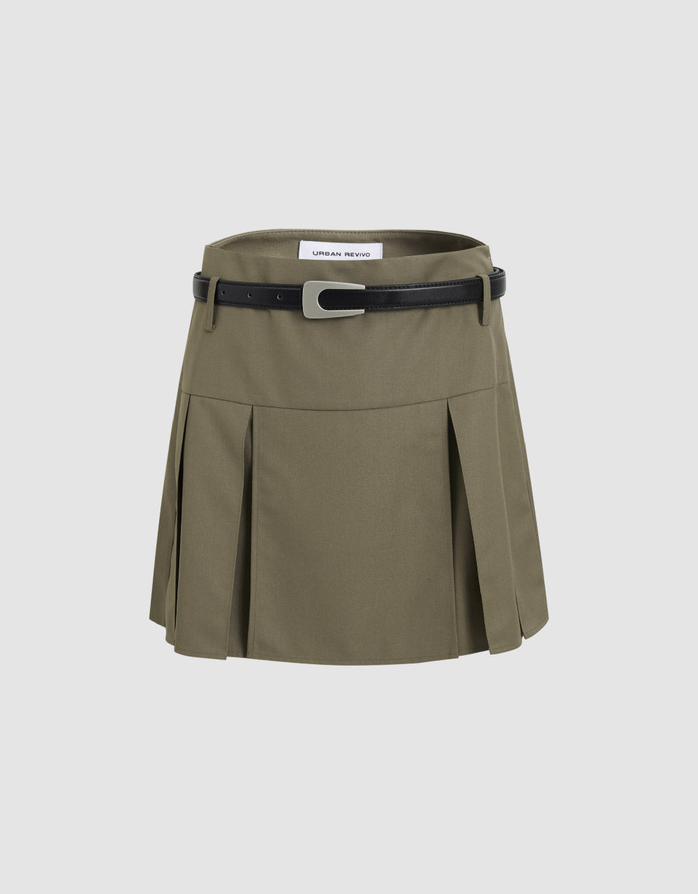 Pleated Mini Skirt With Belt