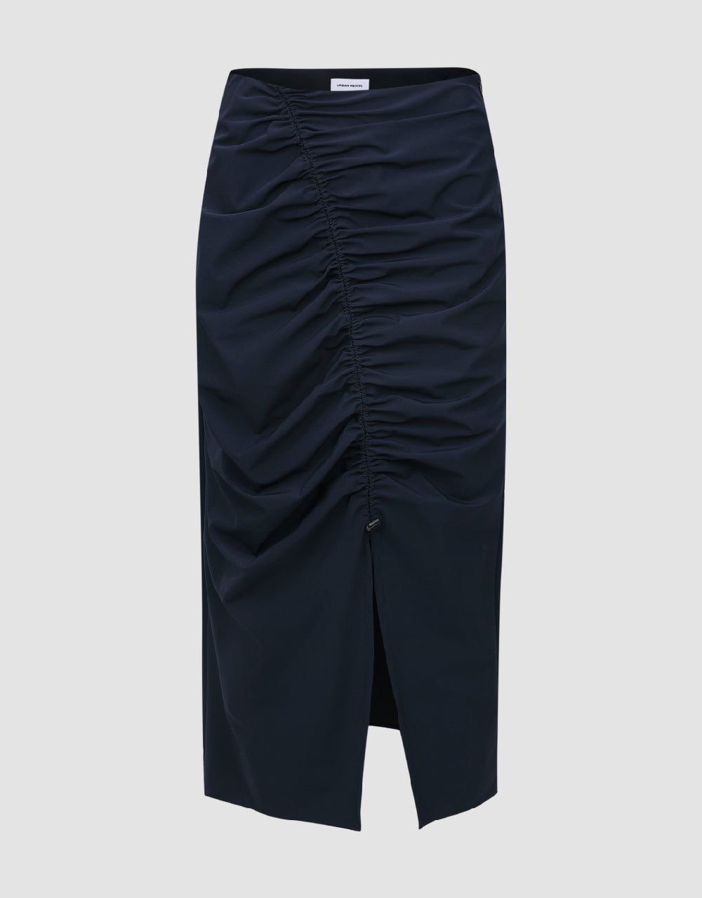 Ruched Midi Straight Skirt