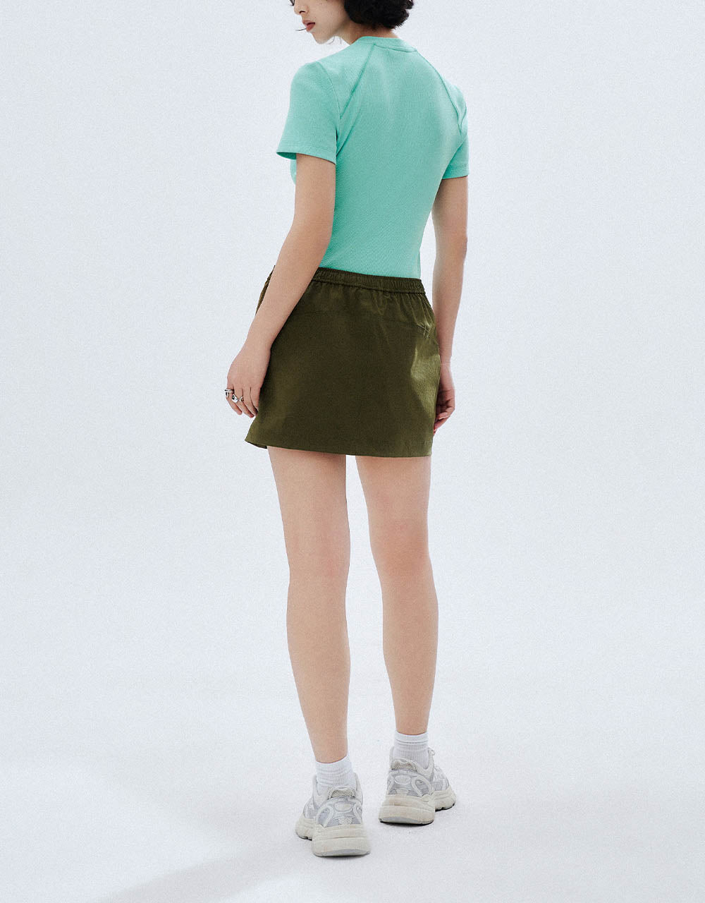 Elastic Waist Mini A-Line Skirt