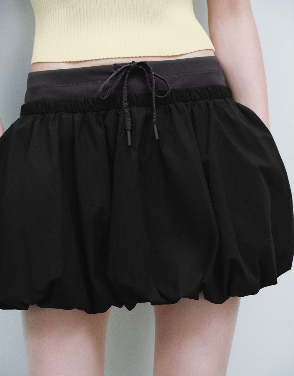 Drawstring Waist Bubble Mini A-Line Skirt