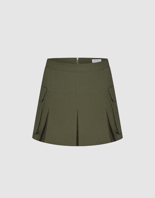 Pleated Mini A-Line Skirt