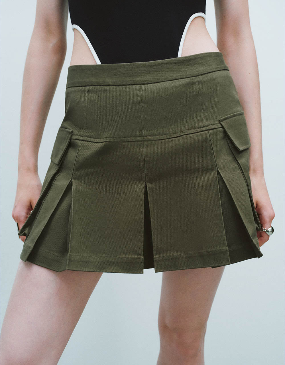 Pleated Mini A-Line Skirt