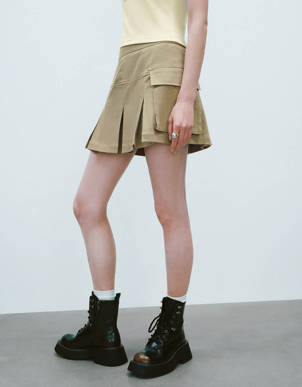 Pleated Mini A-Line Skirt