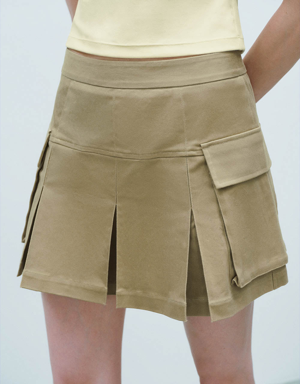 Pleated Mini A-Line Skirt