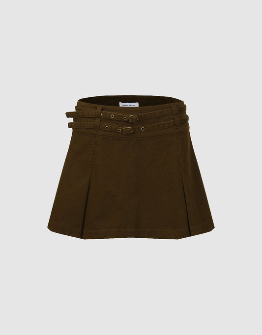 Mini A-Line Skirt With Belt