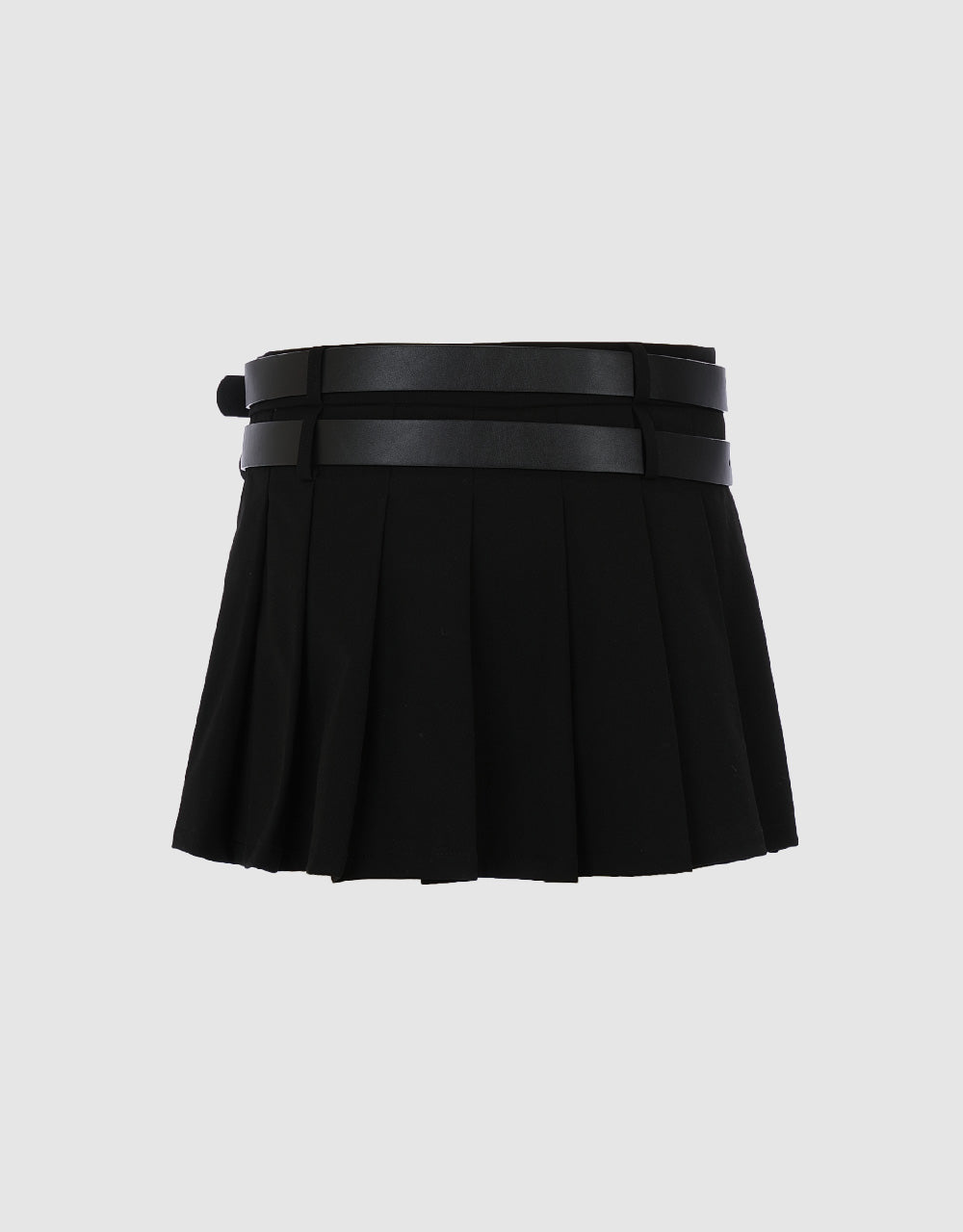 Pleated Mini A-Line Skirt With Belt