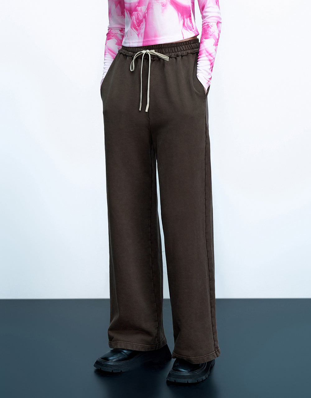 Drawstring Waist Knitted Straight Pants