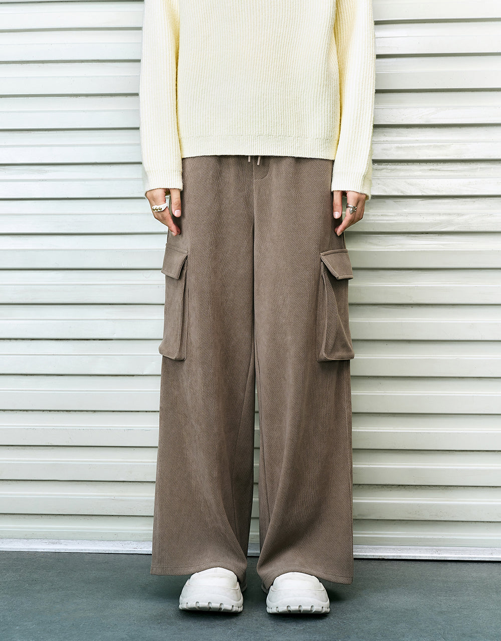 Drawstring Waist Knitted Straight Pants