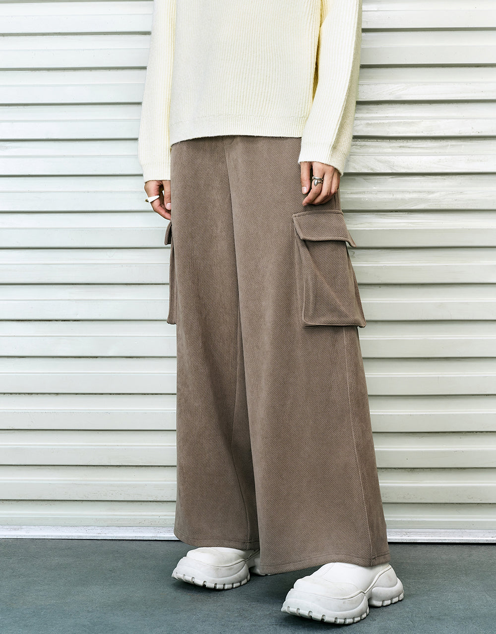 Drawstring Waist Knitted Straight Pants